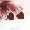 Brincos de Prata S925 Agulha Coração de Pêssego Borgonha Amor Simples Irregular Gotejamento de Óleo Vintage em Formato de Coração Atacado com Diamantes