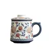 Taza de Té Roja Azul y Blanca Bajo Esmalte Taza con Filtro de Cerámica con Tapa Taza de Té Personal Taza de Agua de Oficina Regalo Creativo