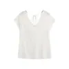 Estilo Coreano Puro Desejo Decote V Levemente Transparente Algodão Floco de Neve Garota Apimentada Camiseta de Manga Curta Feminina Verão Novo Solto Preguiçoso Versátil Top