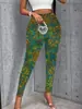 Leggings Femeninos Transfronterizos con Estampado de Arte de Patrón Abstracto Retro, Impresión Digital 3D Personalizada, Disponibles para Venta al por Mayor a partir de una Pieza
