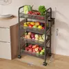 Carrinho de cozinha, prateleira multi-nível para armazenamento de frutas e vegetais, prateleira móvel para temperos domésticos, organizador de armazenamento