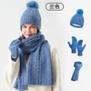 Bestseller transfronterizo conjunto de tres piezas de gorro, bufanda y guantes de punto para otoño e invierno, engrosado y cálido, gorro de punto trenzado de lana para mujer