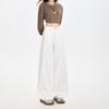 Estilo Outono Branco Puro Casual Solto Perna Larga Costura Exposta Emagrecimento Alongamento das Pernas Cobre o Corpo Pernas Longas Amigo da Pele Versátil Estilo Minimalista