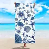 Toalha de praia de microfibra com tema de conchas e estrelas-do-mar da Amazon, toalha de banho para natação ao ar livre na praia, absorvente, secagem rápida, portátil