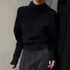 Suéter de cuello alto estilo coreano, jersey casual para mujer, nuevo modelo de otoño e invierno, camiseta base de punto irregular de manga murciélago para mujer