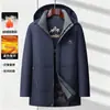 Abrigo de algodón con forro polar, engrosado, con capucha desmontable para hombre, chaqueta de algodón cálida estilo business casual de invierno para hombres de mediana edad y mayores M2562