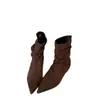 Nueva colección de otoño de botas Martin para mujer, botines, botas estilo Western, colección 2026, punta fina, gamuza, con hermosos plisados, botas de mezclilla