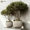 Macetas Imitación Arenisca para Centro Comercial, Maceteros Roscados Minimalistas Nórdicos, Macetas de Fibra de Vidrio con Pintura de Piedra para Exteriores, Jardineras para Balcón