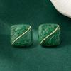 Pendientes eléctricos con forma de gota de plata 925, estilo retro vintage francés, con esmalte verde bosque, cuadrados, geométricos y verdes.