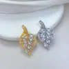[Cobre e Ouro Real] Folhas Caindo Balançam Suavemente ao Vento, Joias Artesanais DIY de Exportação Transfronteiriça Pingente com Microincrustação de Zircônio de Cobre