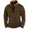 Polo de hombre europeo y americano ins transfronterizo AliExpress Amazon de costuras con cremallera de manga larga polo deportivo