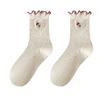Primavera e Outono Estilo Universitário Mid-Socks Cute Cat Cartoon Meias Orelha Infantil Estudantes Coreano-Estilo Ins Moda Meias Empilhadas