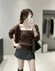 Conjunto de dos piezas de punto retro estilo coreano para mujer, nuevo diseño otoño/invierno con top sin tirantes y cárdigan
