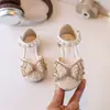 Pantuflas de Verano Personalizadas de Dibujos Animados de Moda para Niñas, para Interiores y Exteriores, Zapatos Individuales con Lazo y Perlas para Niñas Pequeñas
