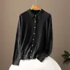Nuevo Cardigan de Punto Fino 100% Cachemir Primavera/Verano 2026 Cuello Polo Chaqueta Versátil Color Sólido para Mujer