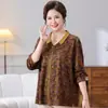Nova moda outono, camiseta plus size soltinha emagrecedora para mulheres de meia-idade, blusa de manga comprida para mulheres de meia-idade e idosas