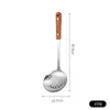 Conjunto Personalizado de Espátulas de Cozinha Espessas Não Magnéticas de Aço Inoxidável com Cabo de Madeira de Pessegueiro, Incluindo Colher de Mingau, Espátula Perfurada, Escumadeira e Espátula de Cozinha