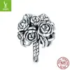 Plata Ziyun original sosteniendo flor S925 cuentas de plata romántica boda DIY pulsera accesorios con cuentas SCC1566