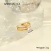 Anillo de Acero Inoxidable con Circonita Incrustada Estilo de Moda Transfronterizo Chapado en Oro de 18K Lujo Accesible Anillo de Acero de Titanio Joyería de Mano Ajustable