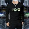 Camiseta de manga larga con cuello redondo para hombre, nueva camiseta de otoño con estampado inglés a la moda, informal, atractiva, transpirable, combinable con todo.