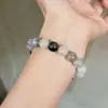 Pulseira de Jade Azul e Branco, Pulseira Estilo Chinês Pintura a Tinta, Pulseira de Jade Rocha de Quartzo para Homens e Mulheres, Pulseira de Casal, Pulseira de Jade Personalizada de Nicho