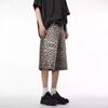 Jeans American Retro High Street Transfronteiriço da Amazon Calças de Verão Shorts Jeans Estampados de Leopardo Calças Largas de Comprimento Médio para Mulheres