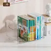 Estante de livros de mesa em acrílico transparente, ideal para estudantes, organizador de arquivos e porta-canetas.
