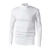 Camiseta de Cuello Alto de Manga Larga Ajustada de Algodón Puro Mercerizado para Hombre, Tendencia de Capa Base para Otoño e Invierno