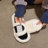 Comercio Exterior Nuevas Pantuflas Mao Mao de Velcro de Cuero PU para Mujer Otoño e Invierno Moda para el Hogar Abertura para Pie Grande Pantuflas de Algodón Transfronterizas