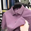 Camiseta de manga corta para hombre de algodón mercerizado de doble cara, 70 hilos, nuevo estilo de verano, suave como la seda, transpirable, con cuello, polo de color liso para hombre