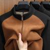 Otoño 2024 Nuevo Sudadera de Forro Polar para Hombre Cálido Abrigo de Forro Polar de Cuello Vertical Engrosado Casual Chaqueta con Cremallera para Hombre
