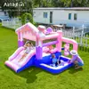 Castillo Inflable para Niños, Tobogán Inflable Pequeño de Tela Oxford, Castillo Combinado con Trampolín para Uso en Casa, Castillo Deportivo para Exteriores