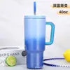 Taza de coche para Big Mac con degradado transfronterizo de 40 oz, taza térmica con pajilla de gran capacidad con asa, taza de hielo portátil para coche