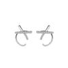 Aretes de Cruz Simple de Estilo Fragante de Estilo Francés para Mujer con Diamante Nicho Elegante Zircón Micro-incrustado Pequeños Aretes en Forma de X Transfronterizo