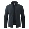 Nuevo suéter de chenilla con cuello alto y forro polar para hombre de otoño e invierno, cárdigan de punto, chaqueta casual de moda talla grande