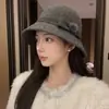 Sombrero de Pescador de Felpa de Pelo de Conejo para Mujer, Estilo Coreano Versátil de Alta Gama para Otoño e Invierno, Sombrero de Cubo para Circunferencia de Cabeza Grande, Sombrero de Cubo de Invierno