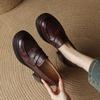 Zapatos de Cuero para Mujer Estilo Británico con Suela Gruesa Versátiles y Tacones Gruesos, Nuevos Colores de Otoño 2026 Mocasines de Tacón Alto Pulidos sin Cordones