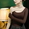 Camisa básica de cuello alto de nuevo estilo otoño 2022 para mujer, con costuras de color en contraste, estilo occidental, camiseta de manga larga de otoño e invierno, estilo coreano.