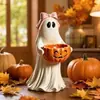 Nueva estatua de resina de fantasma transfronteriza, cuenco de frutas de calabaza fantasma de Halloween, adorno de resina, fantasma de caramelo