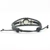 Pulsera tejida de gema del tiempo del zodiaco Taobao Explosiones de comercio exterior Pulsera de cuero negro Joyería hecha a mano Regalo