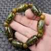 Pulsera de Ágata Longling Lutong Jade Pulsera de Cuentas de Barril de Calcedonia Verde Oliva Pulsera Grande Pulsera Unisex