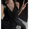 Camisola básica, simple y versátil con botones para mujer, adecuada para usar como prenda exterior, nuevo estilo de verano, holgada y estiliza la figura, top versátil sin mangas