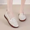 Sandália Casual de Verão Feminina Branca com Estampa de Grou Nova Superfície Macia Costura Manual Solado Macio Vazada Respirável Sapatos para Mãe Off-White