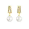 Pendientes de Borla Geométrica con Perlas y Diamantes Estilo Francés, Pendientes Elegantes y de Moda Estilo Dama, Pendientes de Lujo Ligero y de Gama Alta