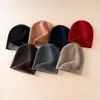 Gorro de cachemira para mujer 100% cachemira pura otoño e invierno casual versátil tejido cálido hilo jacquard gorro