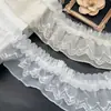 Chifón de Capa Simple y Doble Arrugado Suave Plisado Encaje DIY Ropa para Mujer Puños Cuello Accesorios Ribete de Encaje