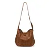 Bolsa de Palha Vazada Fashion de Grande Capacidade Estilo Coreano, Bolsa Simples Casual Elegante para o Dia a Dia, Bolsa Tote Versátil Tendência