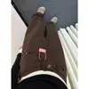 Jeans Marrones para Mujer Petite, Tallas Grandes, Pantalones Super Adelgazantes, Pantalones Rectos de Pierna Ancha Color Café Estilo Nuevo