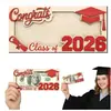 Adornos de Escritorio de Madera para la Temporada de Graduación 2026 Portafolio de Dinero Regalo de Graduación Portafolio de Dinero de Madera Marco de Fotos Adorno Temporada de Graduación