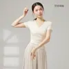 Top de roupa para prática de dança para mulheres, com amarração, mangas longas/curtas, dança clássica, balé, dançando, traje de treino corporal moderno, adulto